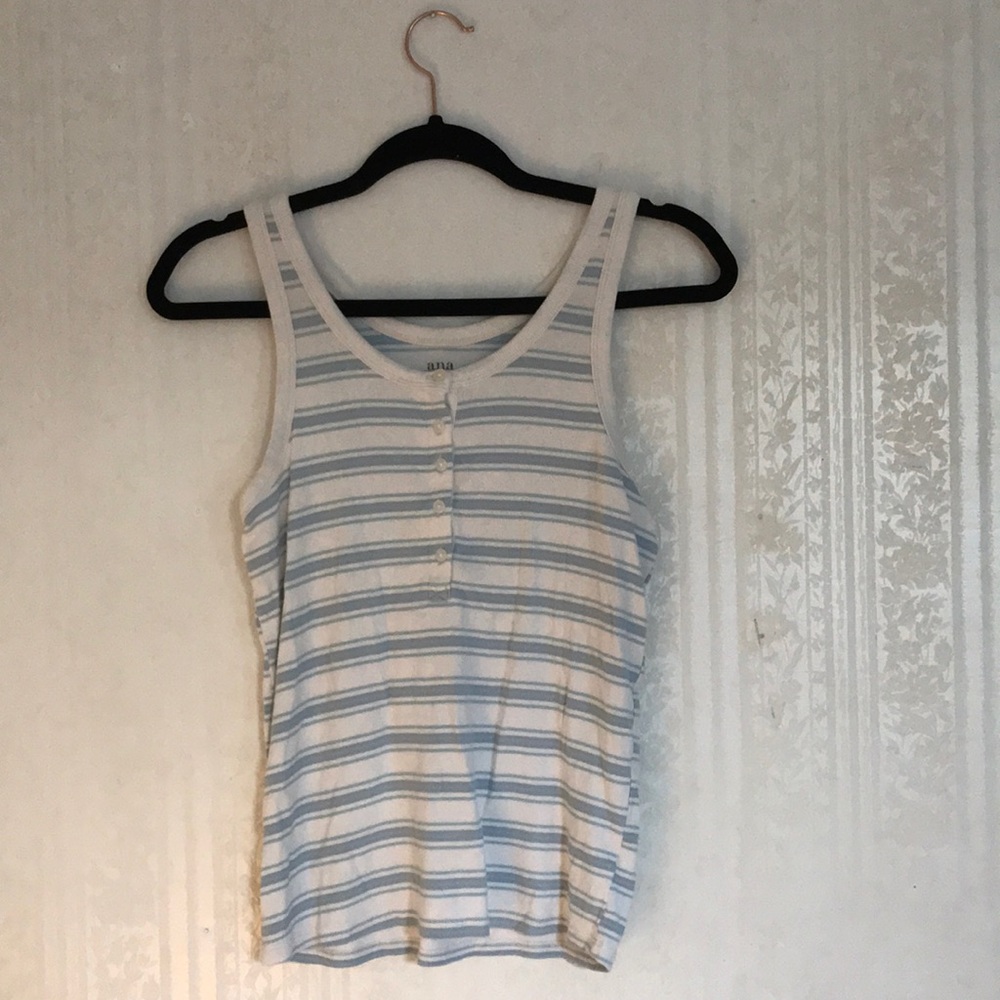 Sleeveless blue striped top